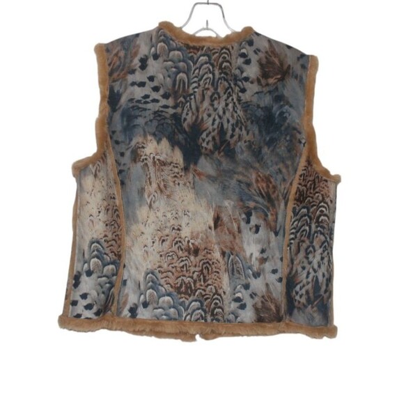 Elliot Lauren Vest Jacket Full Zip Multicolor Acrylic Poly Faux Fur Lined Sz 12 - Picture 5 of 7